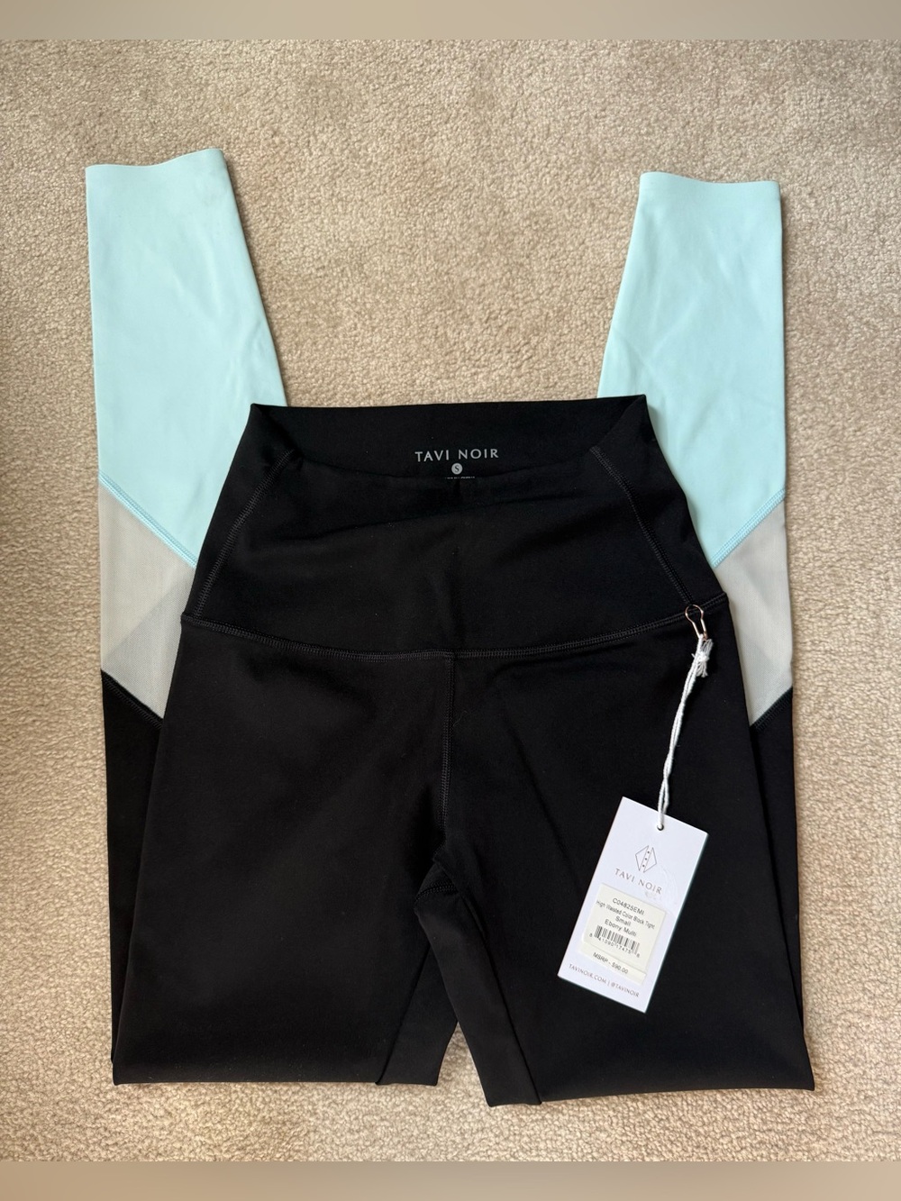 Tavi Noir High Waisted Black, Grey & Mint Colorblock Leggings